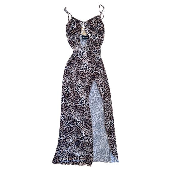 Jagger & Stone - Paris Maxi Dress in Leopard Print Brown & Black - Picture 1 of 3